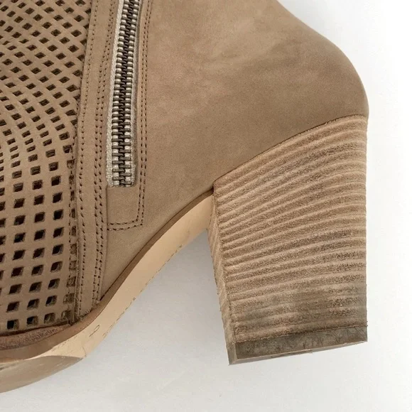 Paul Green Nubuck Booties Women US 8.5 Tan Bonzai Perforated Zipper Ankle Boots - Picture 10 of 16